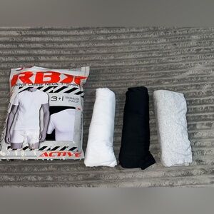 RBX Men's 3 Pack Crew Neck Large T Shirts Undershirts Cotton Black and 2 White